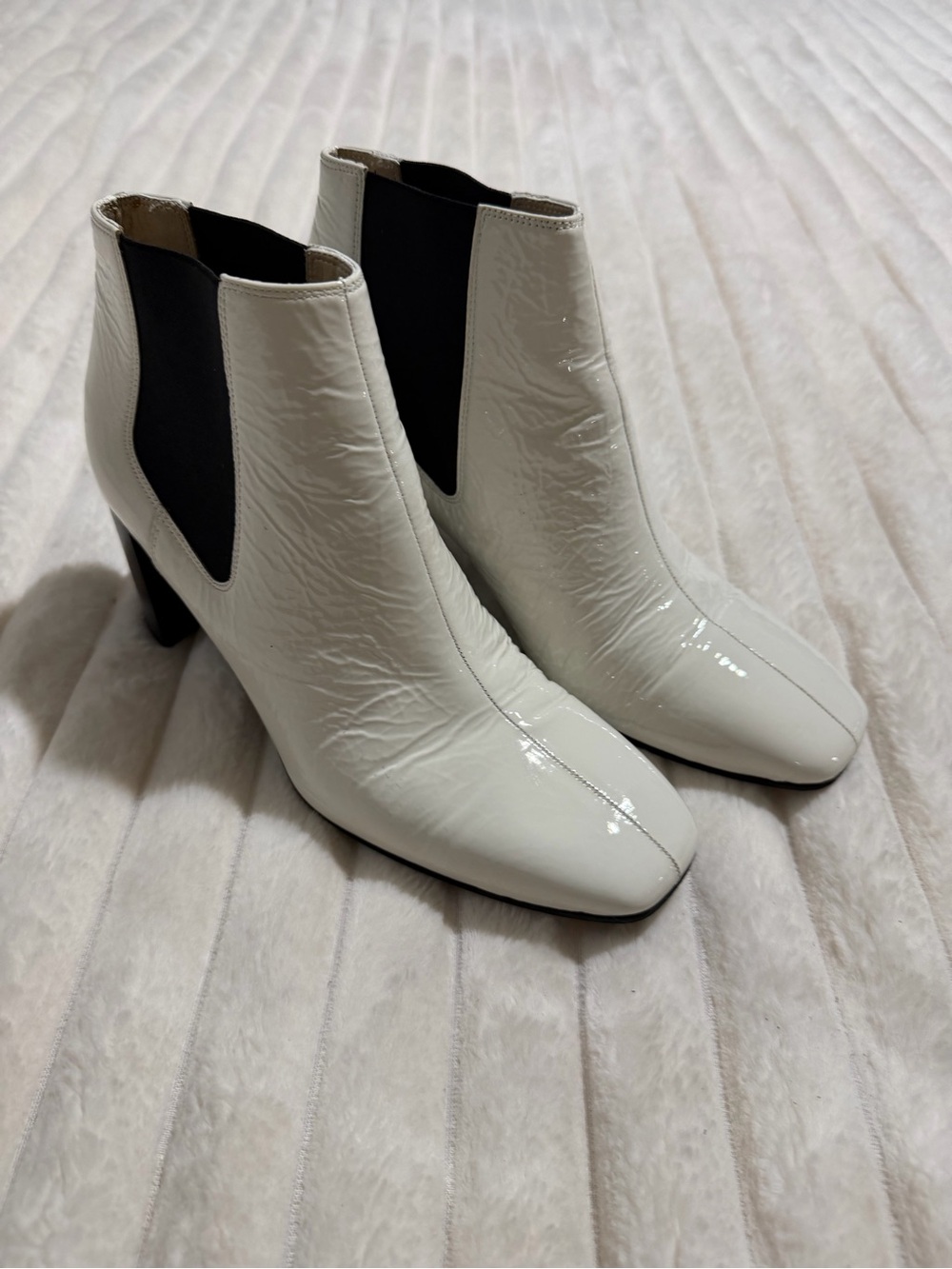 rag & bone White Patent genuine leather Chelsea Ankle Boots